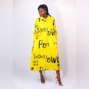 BUTTON DOWN LETTERING PRINT DRESS